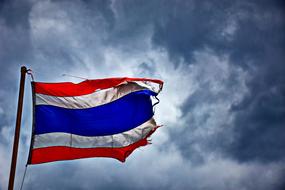 thailand flag on cloudy sky background