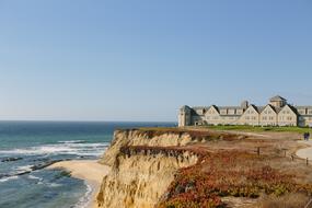 Beautiful landscape with the school, on the colorful highland coast