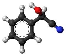 mandelonitrile molecule on white background