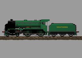 green locomotive, toy railroad