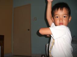 Portrait of the boy, practicing kung fu