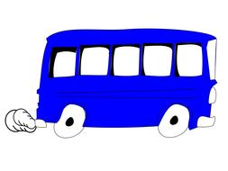 blue school bus drawing