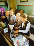 schoolgirls sitting in a classroom in a school in Sweden