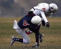 duel in american football on a blurred background