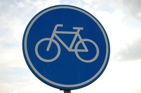 Road Sign at clouds, Bike Path