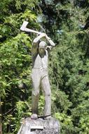 Carving Wood statue at garden