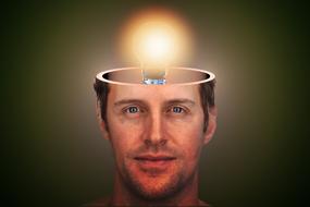man head with bulb inside