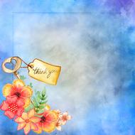 flowers frame key heart drawing
