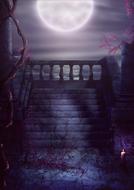 Beautiful fantasy landscape with the balcony clipart