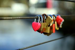 Love Locks on Metal wire