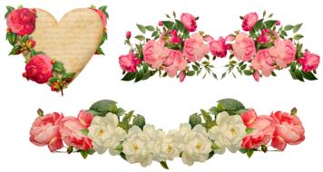 painted heart and floral wreaths