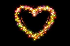 heart composed with colorful lights at darkness, valentineâs day