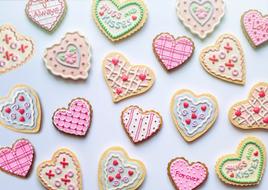 multicolored cookies in the form of hearts