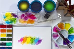 colorful hearts, Watercolor painting