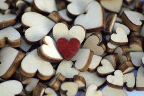 Background, pile of Wooden Hearts