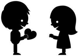 cartoon couple in love, silhouette