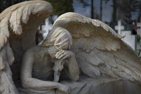 mourning Angel, sculpture on cemetery