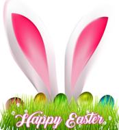 pink easter bunny ears on colorful illustration