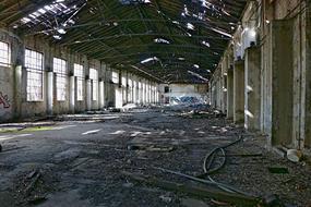 rubbish in an abandoned factory