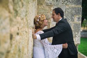 Husband with the wife on wedding near the beautiful Basilica