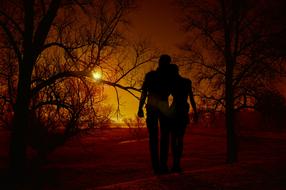 romantic couple in the evening