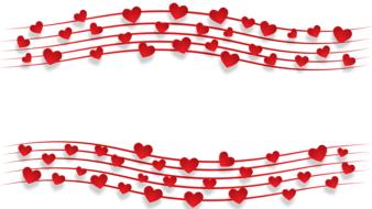 frame with red hearts on wavy lines