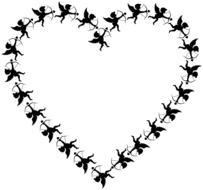 cupid heart frame drawing
