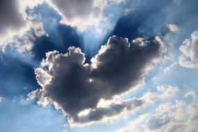 White heart shaped by clouds in the sky