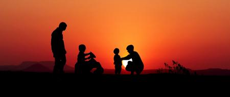sunset family game silhouette