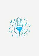 hand heart rain drawing