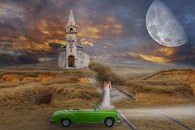 Moon Bride green car drawing