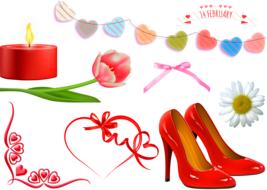 Beautiful Valentine's Day clipart with the colorful decorations, at white background
