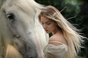 Portrait Girl Young with horse