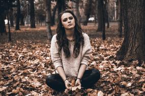 sad woman in the park