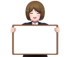 moe, cartoon asian girl with blank board