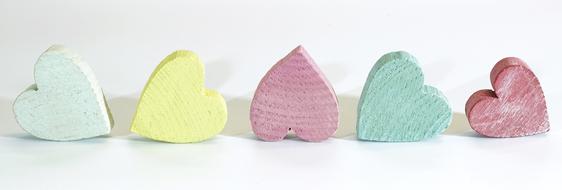 Beautiful colorful wood hearts