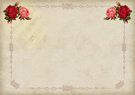 greeting card with roses in the corners