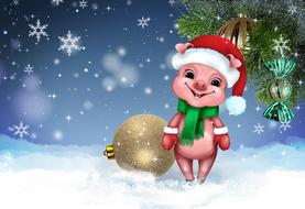 holiday symbol piggy new year drawing