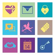 Colorful collage, with the Love images, at white background, clipart