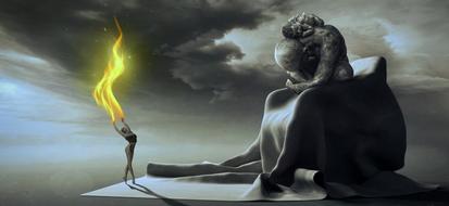 Fantasy digital art, female Dancer with flame