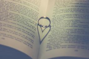 wedding ring on an open book