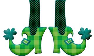 saint patrickâs day drawing, green shoes with shamrock