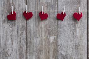 clothesline with red hearts