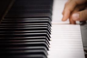 male hand on Piano keys close-up