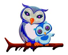owl mother, owl baby as a drawing