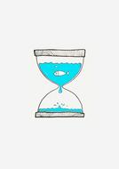 water clock with a fish on a white background