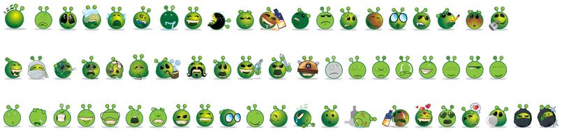 clipart of Different green emoticons