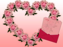 painted flower heart and romantic letter