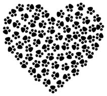 abstract animal paw prints in heart shape