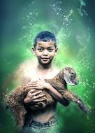 Indonesian boy with a lamb